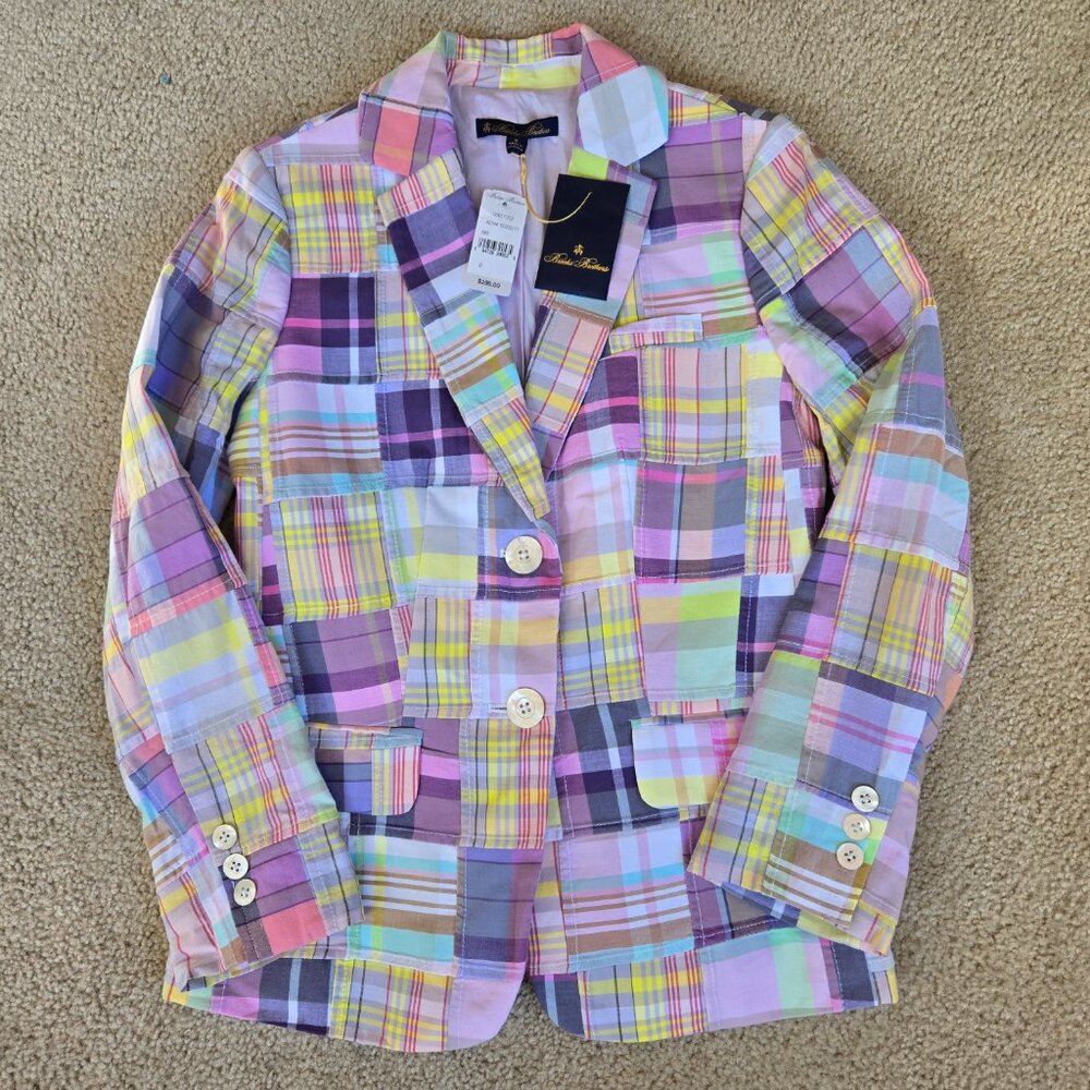 NWT Brooks Brothers Cotton Madras Jacket Blazer Pastel - Picture 3 of 12